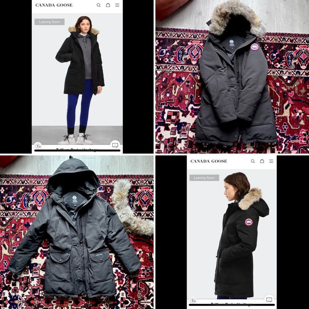 Canada Goose Women's Black Trilium Parka with Detachable Hood and Fur Trim